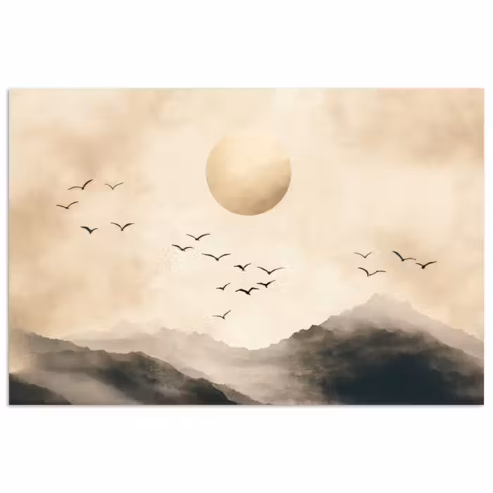 Poster - Landschap - Japandi - vogel