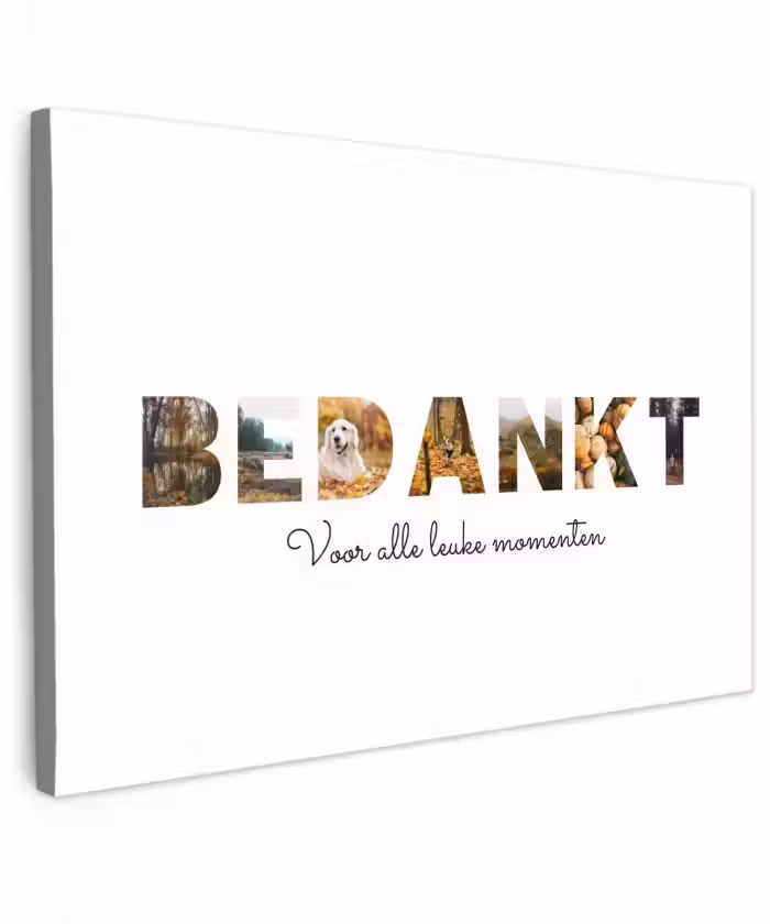 Gepersonaliseerd buiten canvas - Bedankt - Lettercollage