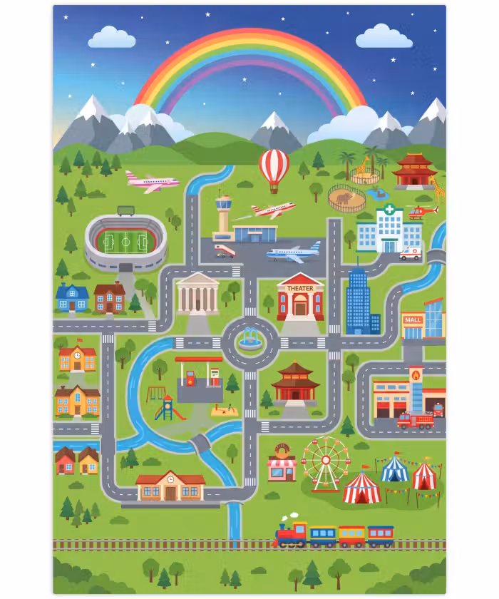 Speelkleed - Stad - Plattegrond - Cartoon