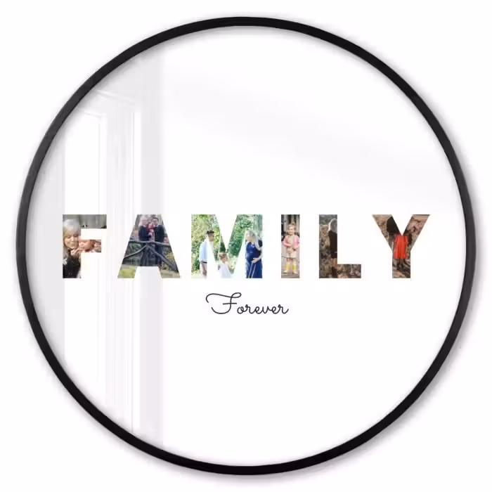Gepersonaliseerde ronde fotolijst - Family - Lettercollage