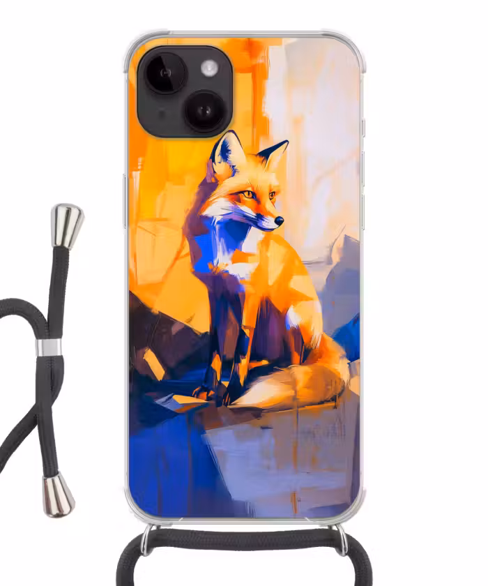 Telefoonhoesje crossbody - Vos - Oranje - Vormen - Abstract