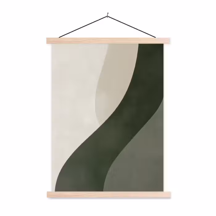 Schoolplaat - Japandi - Groen - Abstract - Modern